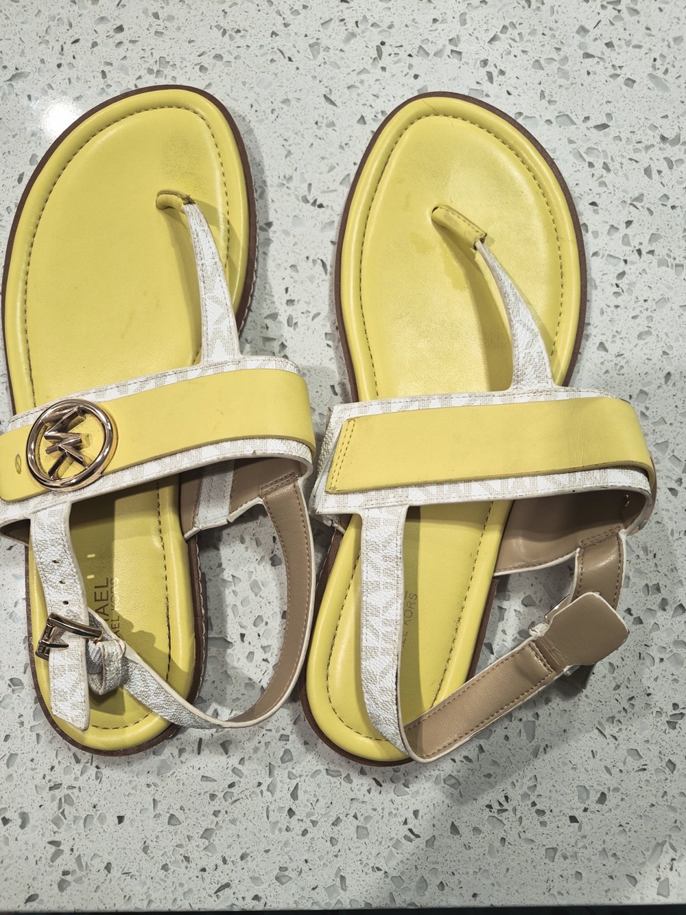 Michael Kors Yellow Logo Strap Sandals for Women size 9.5